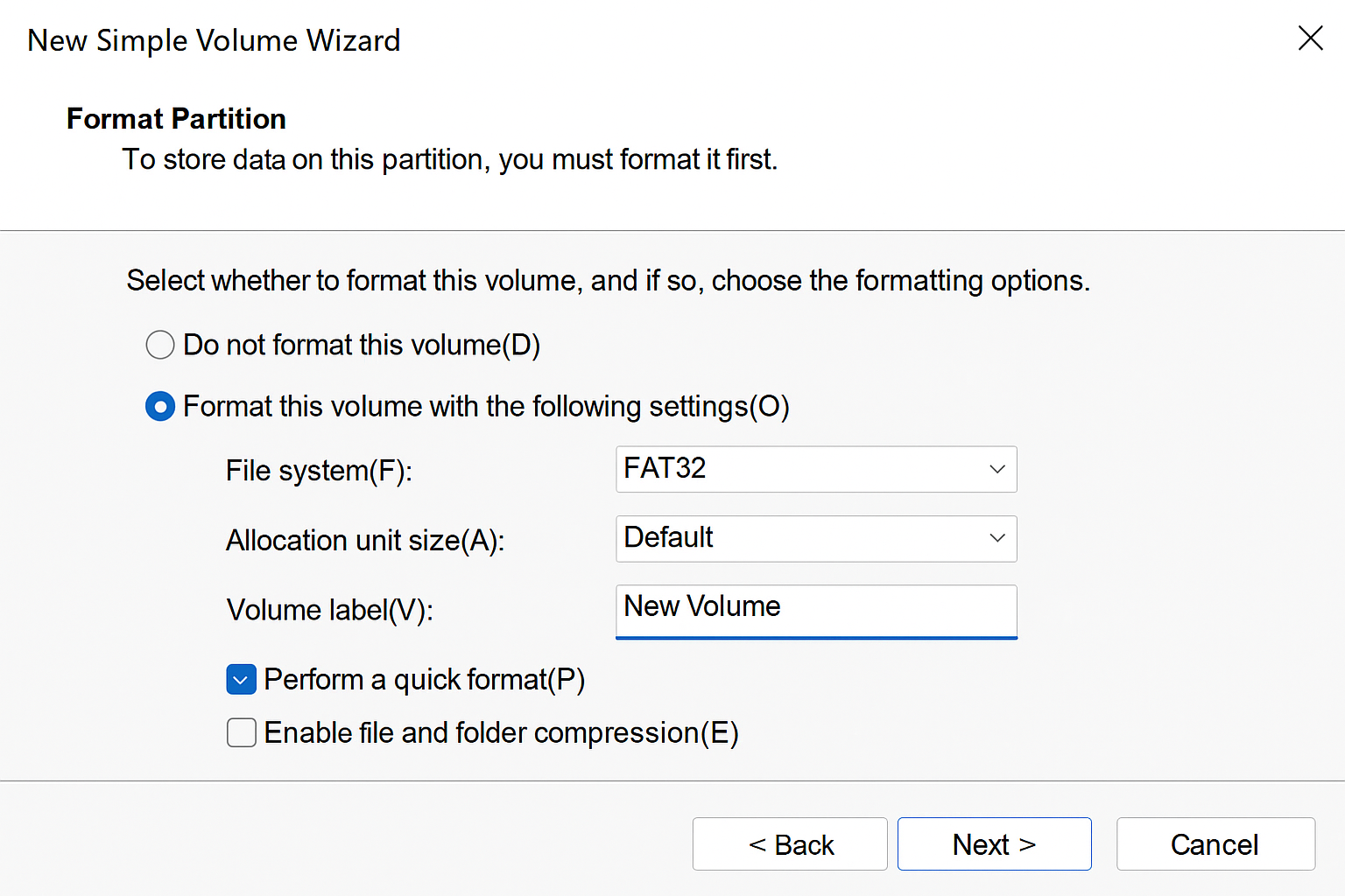 set file system format for nand disk.