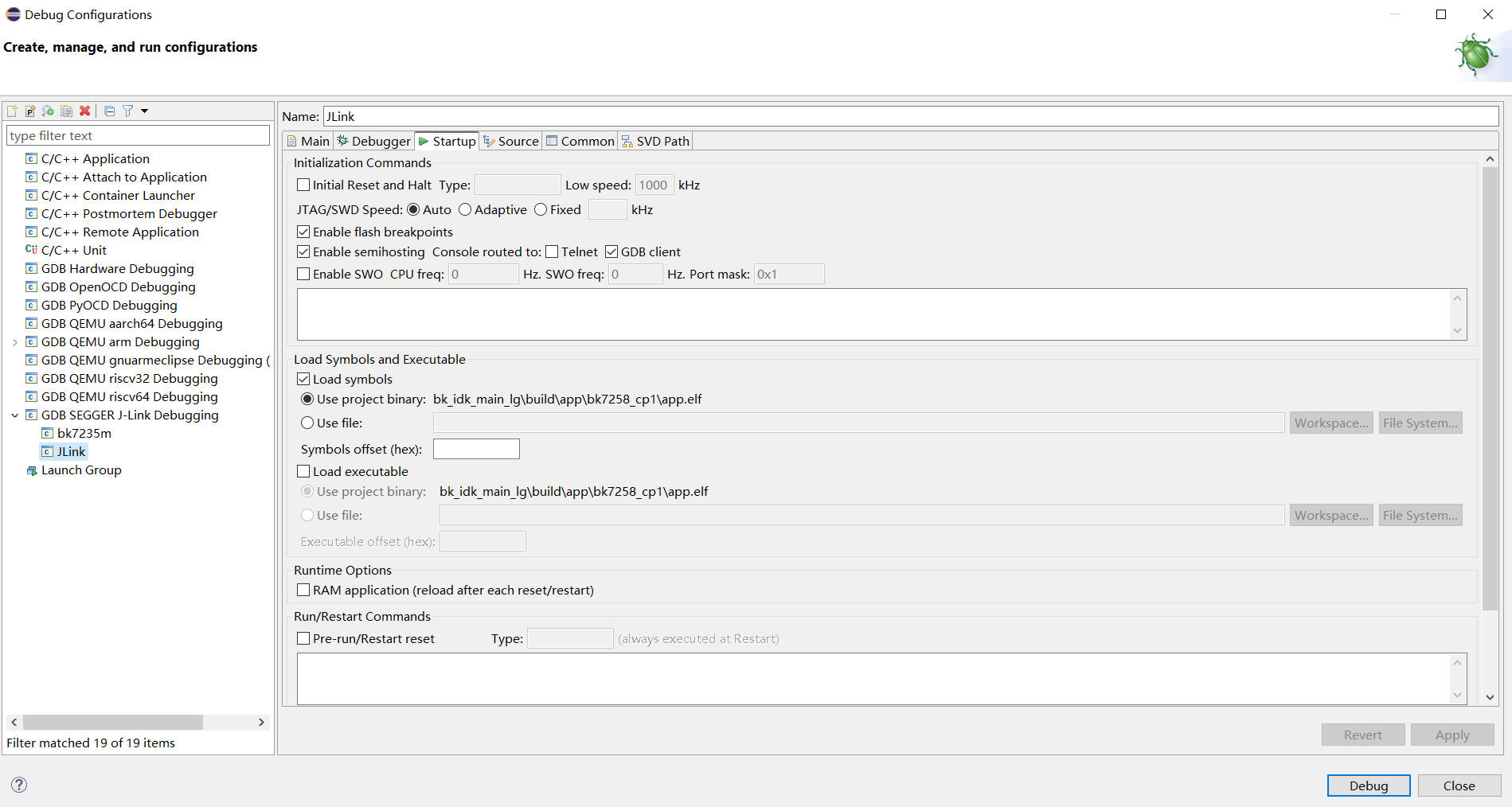 BK7239 JLink configuration
